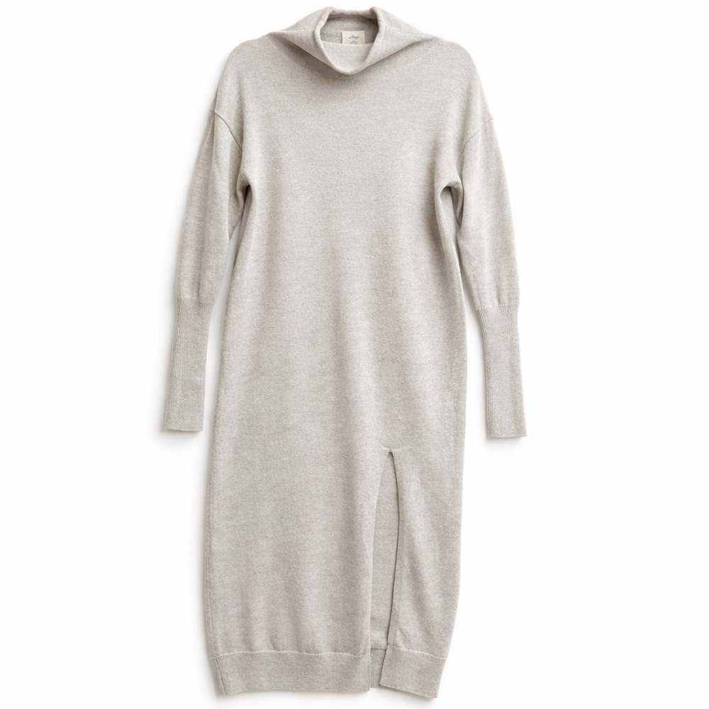 Wilfred Cyprie 100% Merino Wool Mock Neck Knit Sweater Dress Heather 2XS